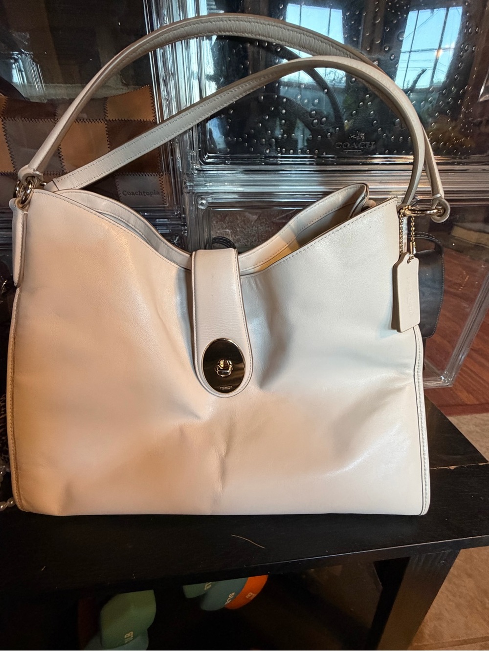 Coach Leather Madison Carlyle Bag in Chalk White